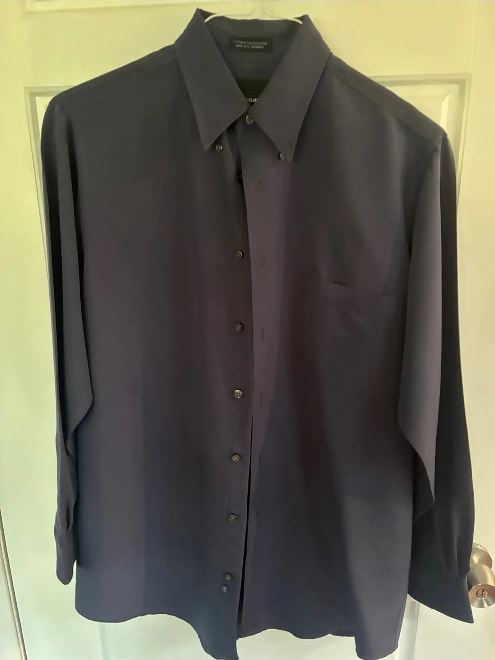 bill blass Navy Blue Long-Sleeve Dress Shirt